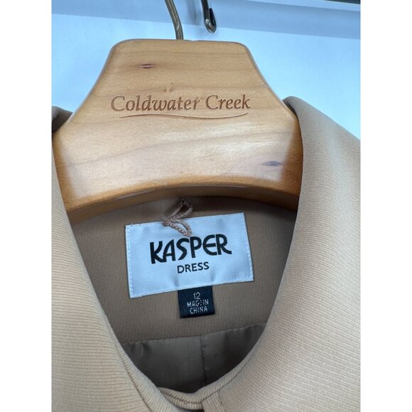 Kasper Dress 2-Piece Camel Skirt Suit Size 12 safari style jacket career - Picture 2 of 5